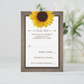 Land Rustic Sunflower & Burlap Wedding RSVP Kaartje (Staand voorkant)