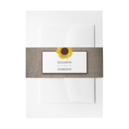 Land Rustic Sunflower & Burlap Wedding Uitnodigingen Wikkel