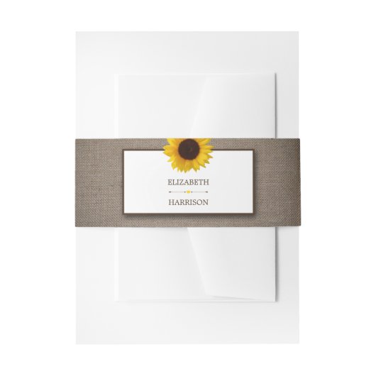 Land Rustic Sunflower & Burlap Wedding Uitnodigingen Wikkel (Voorkant Voorbeeld)