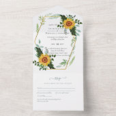 Land Rustic Sunflower Greenery Wedding Budget All In One Uitnodiging (Binnen)