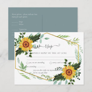 Land Rustic Sunflower Greenery Wedding Budget Briefkaart