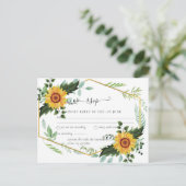 Land Rustic Sunflower Greenery Wedding Budget Briefkaart (Staand voorkant)
