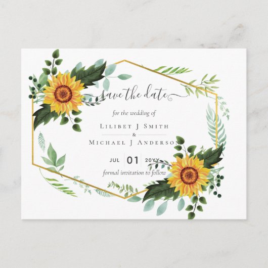 Land Rustic Sunflower Greenery Wedding Budget Briefkaart (Voorkant)