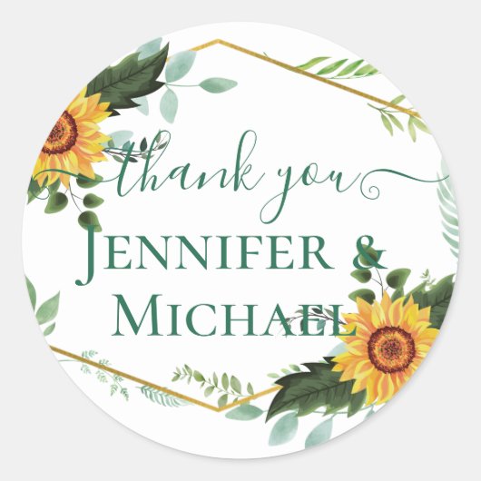 Land Rustic Sunflower Greenery Wedding Budget Ronde Sticker (Voorkant)