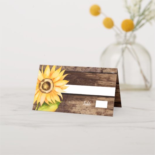 Land Rustic Sunflower Wedding Plaatskaartje (Voorkant)
