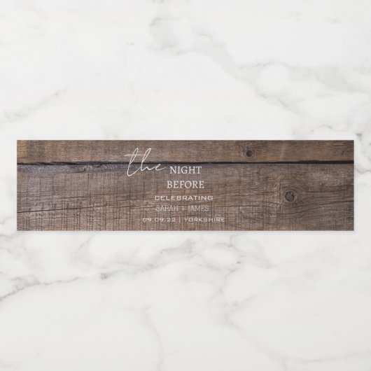 Land Rustic the Night before Wedding Waterfles Etiket (Enkel label)