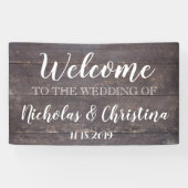 Land Rustic Welcome Wedding Banner Wood (Horizontaal)