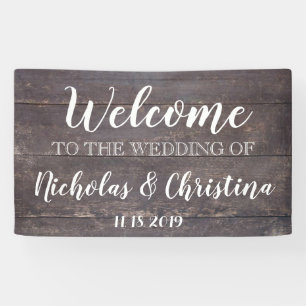 Land Rustic Welcome Wedding Banner Wood