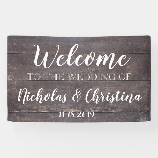 Land Rustic Welcome Wedding Banner Wood (Horizontaal)