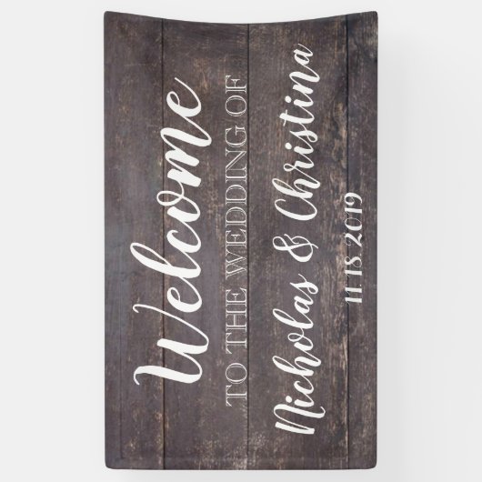 Land Rustic Welcome Wedding Banner Wood (Verticaal)