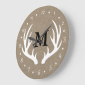 Land Rustic White Deer Antlers Grote Klok (Hoek)