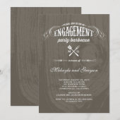  Land Rustic Wood BBQ Engagement Party Kaart (Voorkant / Achterkant)