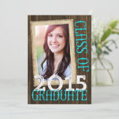 Land Rustic Wood Blauwgroen Foto 2015 Afstuderen Kaart (Staand voorkant)