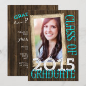 Land Rustic Wood Blauwgroen Foto 2015 Afstuderen Kaart (Voorkant / Achterkant)