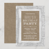 Land Rustic Wood Lijst Burlap 10e verjaardag Kaart (Voorkant / Achterkant)