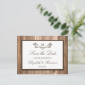 Land Rustic Wood Monogram Branch Save the Date Aankondigingskaart (Staand voorkant)