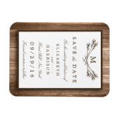Land Rustic Wood Monogram Branch Save the Date Magneet (Horizontaal)