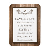 Land Rustic Wood Monogram Branch Save the Date Magneet (Verticaal)