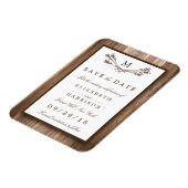 Land Rustic Wood Monogram Branch Save the Date Magneet (Linkerzijde)