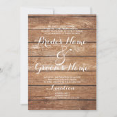 Land rustiek bruin  houten bruiloft kaart (Voorkant)