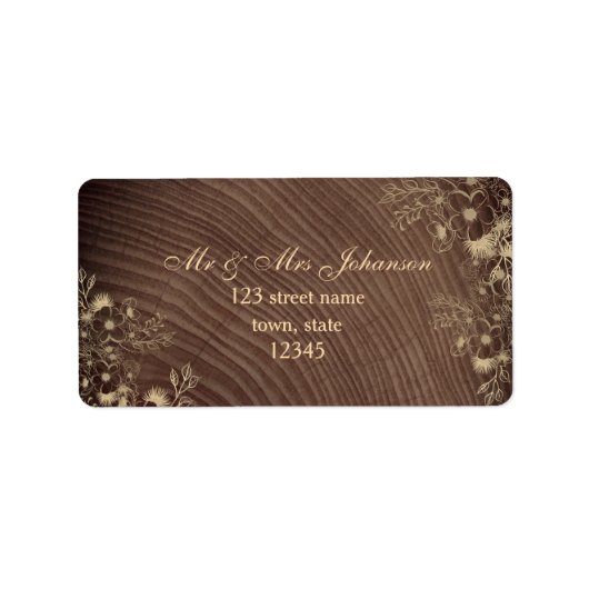 Land Rustiek Hout Bruiloft Retouradres Etiket (Voorkant)