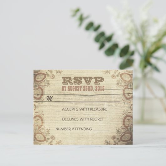 Land rustieke bruiloft RSVP briefkaarten (Staand voorkant)
