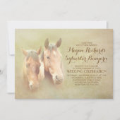 Land rustieke bruiloft uit te nodigen met paardenp kaart (Voorkant)