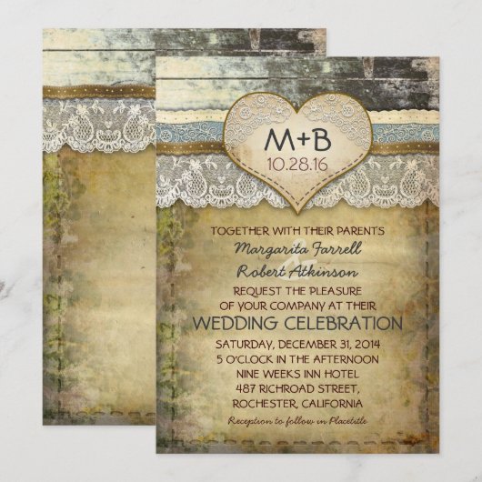 land rustieke bruiloft uitnodigingen (Voorkant / Achterkant)