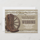 Land Rustieke Burlap en kant bruiloft uitnodiginge Kaart (Voorkant)