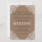 Land Rustieke Burlap Lace Hoek Detail bruiloft Kaart (Voorkant)