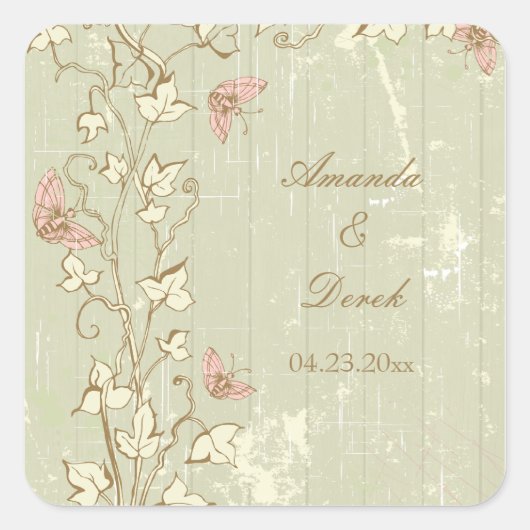 land rustieke crème bruiloft stickers (Voorkant)