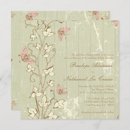  land rustieke crème bruiloft uitnodiging (Voorkant / Achterkant)