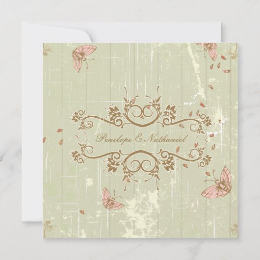  land rustieke crème bruiloft uitnodiging (Achterkant)