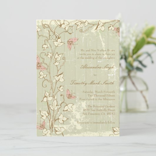  land rustieke crème bruiloft uitnodiging (Staand voorkant)