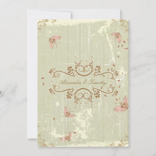  land rustieke crème bruiloft uitnodiging (Achterkant)