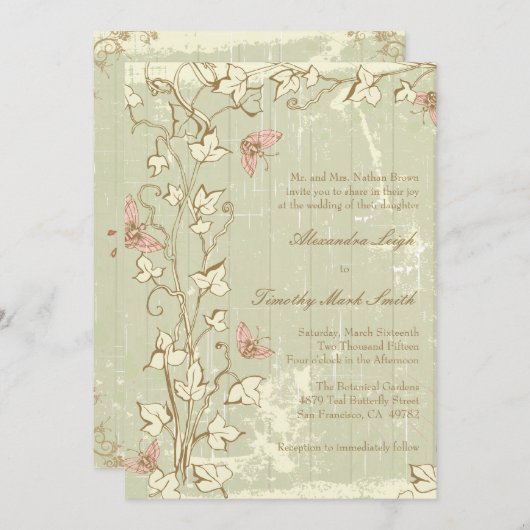  land rustieke crème bruiloft uitnodiging (Voorkant / Achterkant)