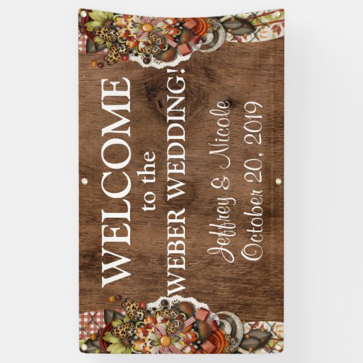 Land Rustieke Herfst Herfst Custom Wedding Banner (Verticaal)