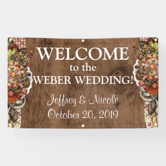 Land Rustieke Herfst Herfst Custom Wedding Banner (Horizontaal)