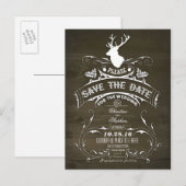 Land rustieke herten sparen de datum briefkaart (Voorkant / Achterkant)