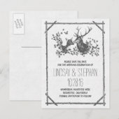 Land rustieke herten sparen de datum briefkaarten (Voorkant / Achterkant)