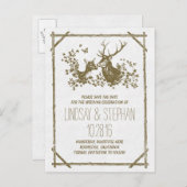 Land rustieke herten sparen de datum briefkaarten (Voorkant / Achterkant)