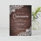  land rustieke houten kant quinceanera kaart (Staand voorkant)