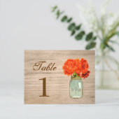Land Rustieke Mason Jar Bloemen Tafelnummer (Staand voorkant)