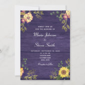 Land Rustieke Paarse Bloemen Huwelijksuitnodiging Kaart (Voorkant)