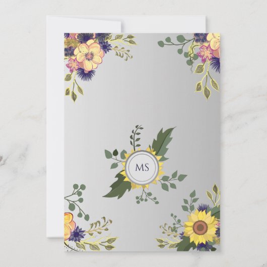 Land Rustieke Paarse Bloemen Huwelijksuitnodiging Kaart (Achterkant)