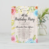 land rustieke string lichten 40e verjaardag kaart (Staand voorkant)