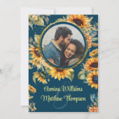 Land Rustieke Zonnebloem Marine Blauwe Foto Kaart (Voorkant)