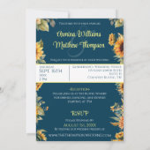 Land Rustieke Zonnebloem Marine Blauwe Foto Kaart (Achterkant)