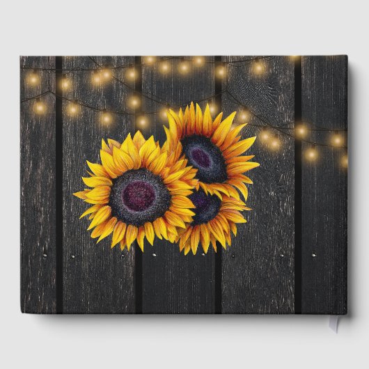 Land rustieke zonnebloemen bruine schuur hout brui gastenboek (Achterkant)