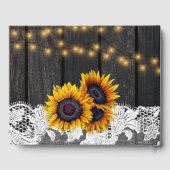 Land rustieke zonnebloemen schuur hout kant bruilo gastenboek (Achterkant)